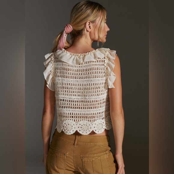 By Anthropologie Crochet Top size XS/S, EUC Like New - Picture 4 of 5